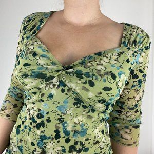 AXCESS LIZ CLAIRBORNE Green Floral Blouse